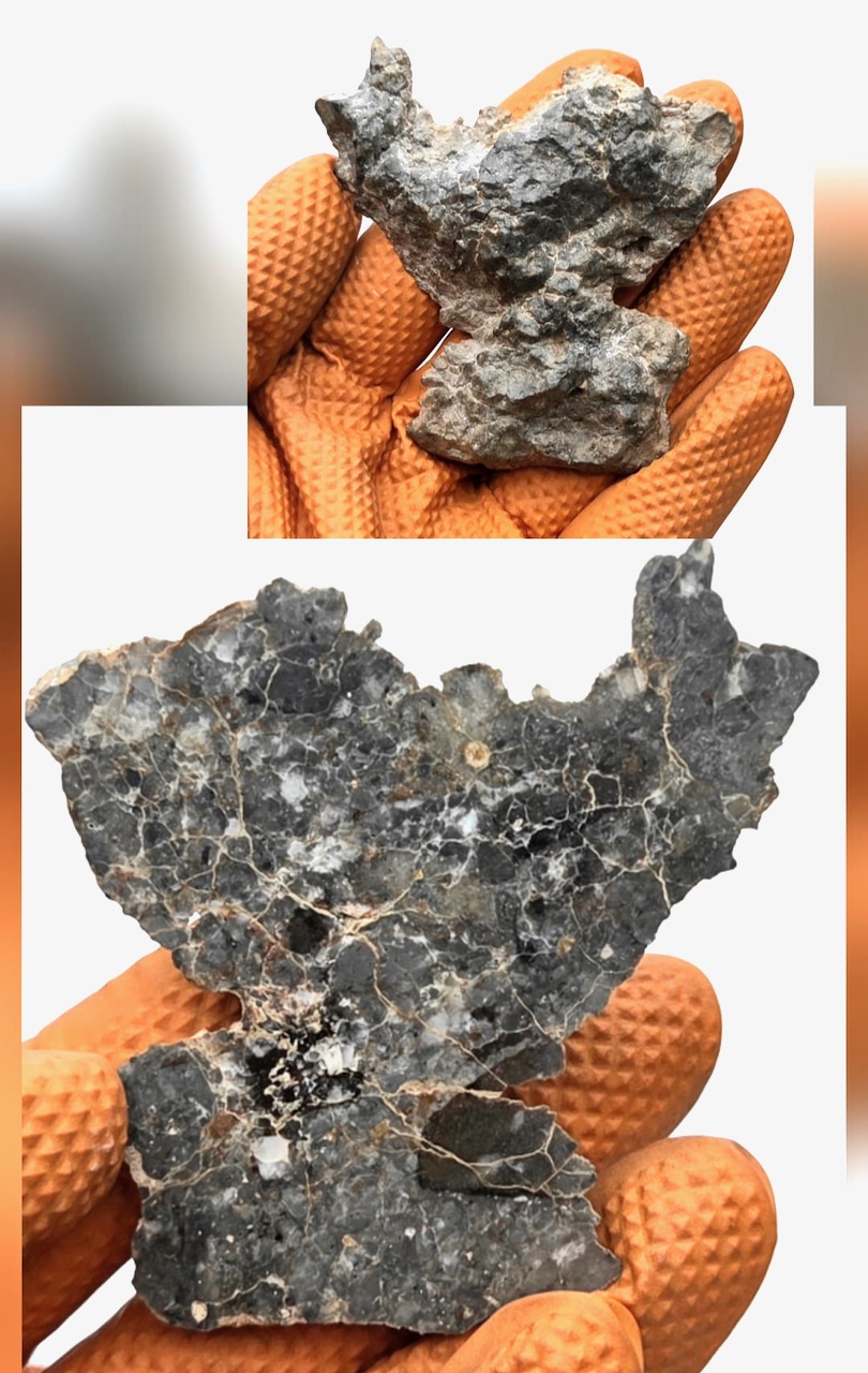 Lunar meteorite. Adrar 013. Endcut.